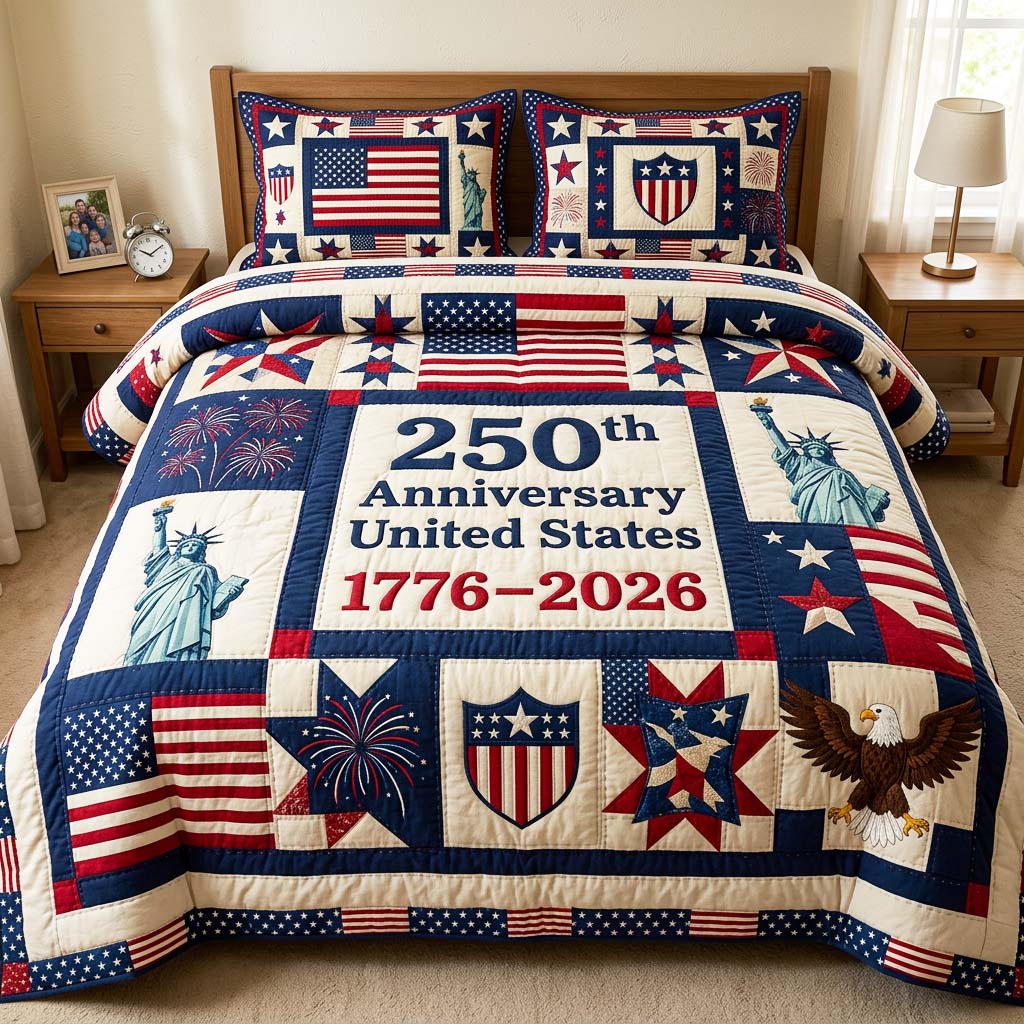 Patriot Anniversary Quilted Bedding Set Patriot Anniversary Design Gift For Patriot Anniversary - Tradiviet