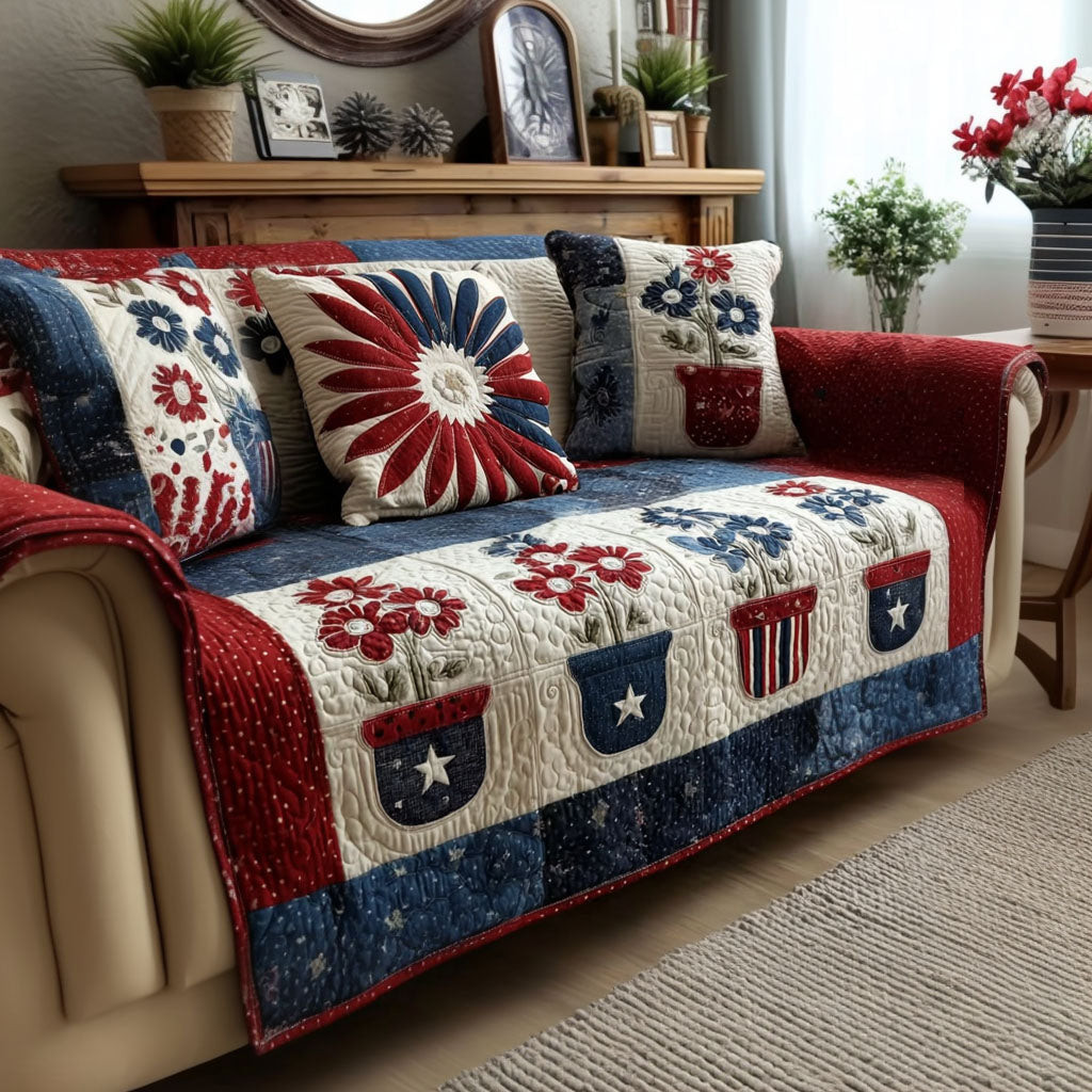 Patriot Blossomway Quilted Sofa Cover Cool Sofa Covers Patriotic Novelty Items - Tradiviet