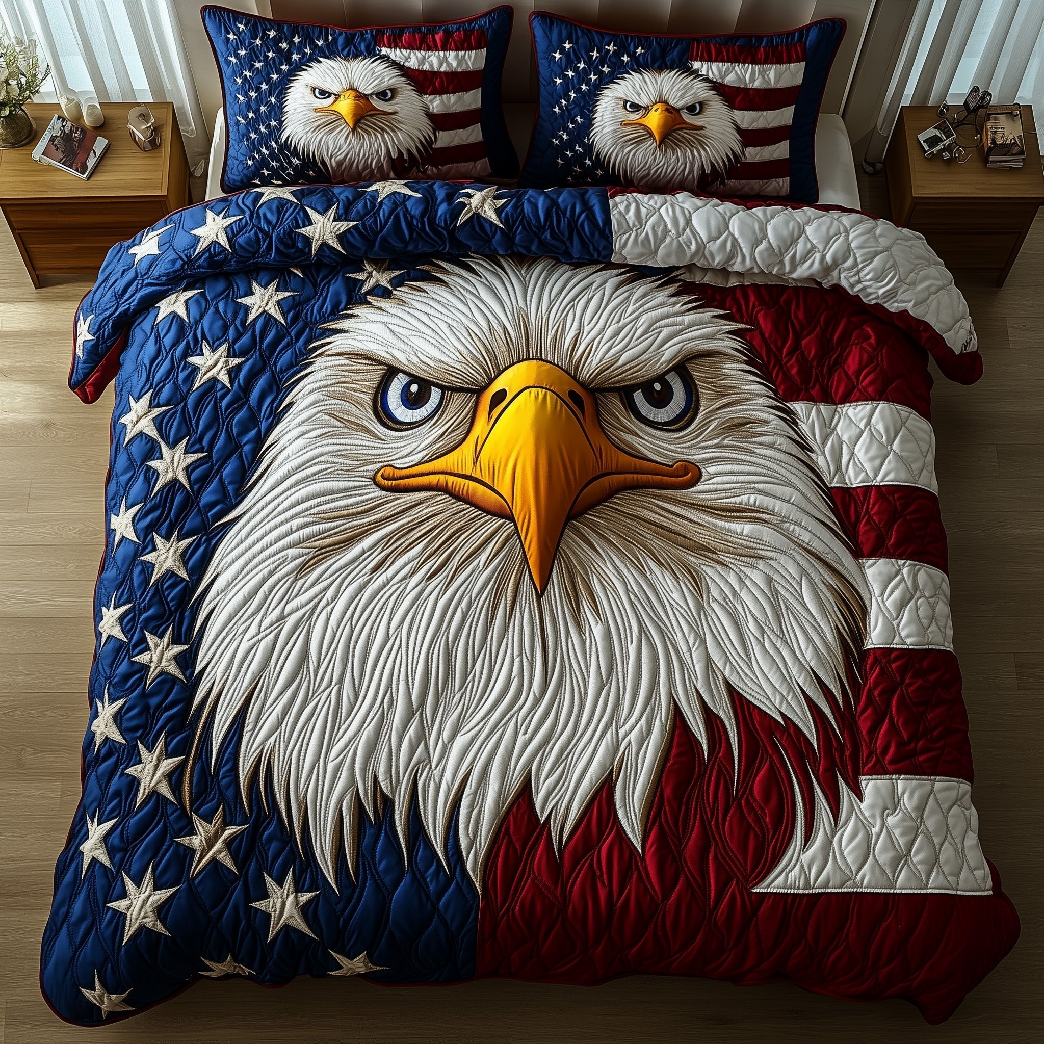 Patriot Eagle Quilted Bedding Set Patriot Eagle Aesthetic Gift For Patriot Eagle - Tradiviet