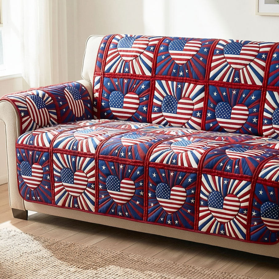 Patriot Harmony Quilted Sofa Cover Great Couch Covers Mother's Day Gift Ideas For Wife - Tradiviet