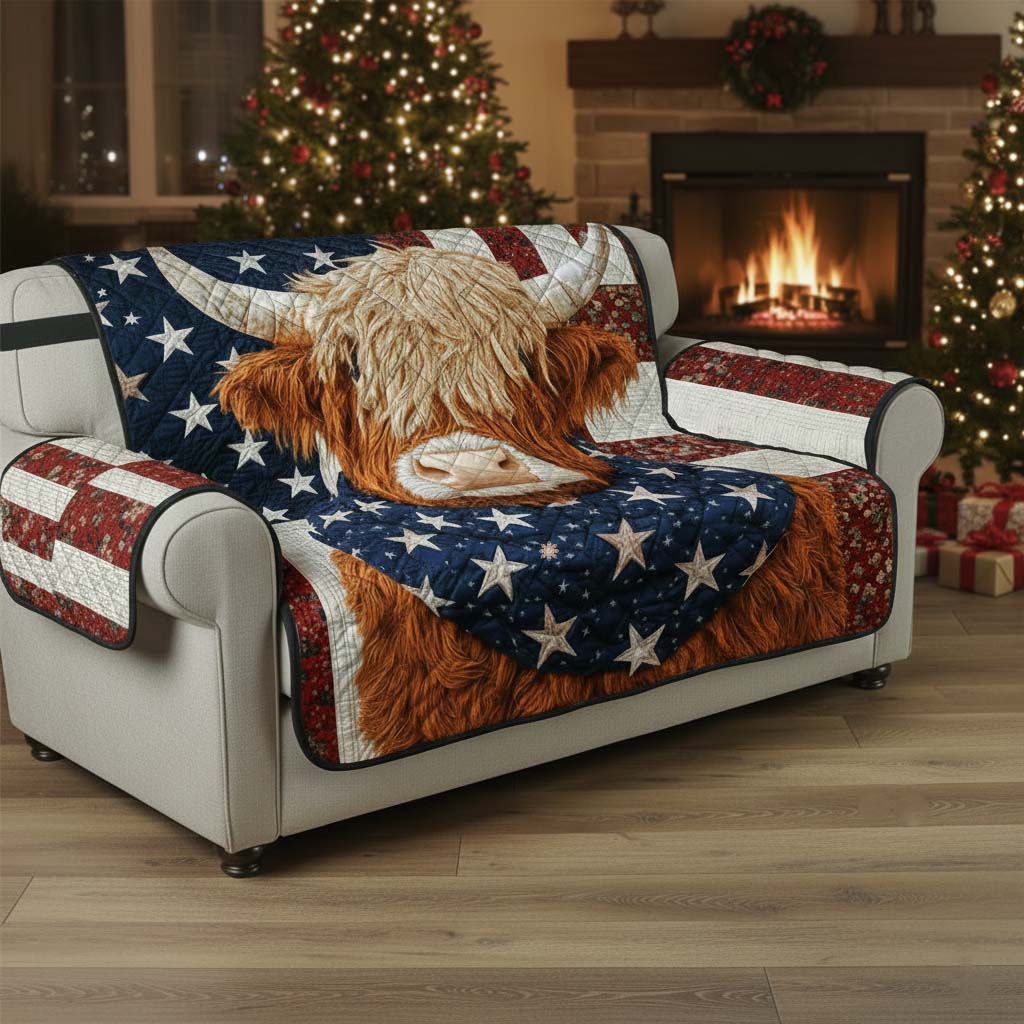 Patriot Highland Quilted Sofa Cover Patriotic Home Couch Cover Best Housewarming Gift Ideas - Tradiviet