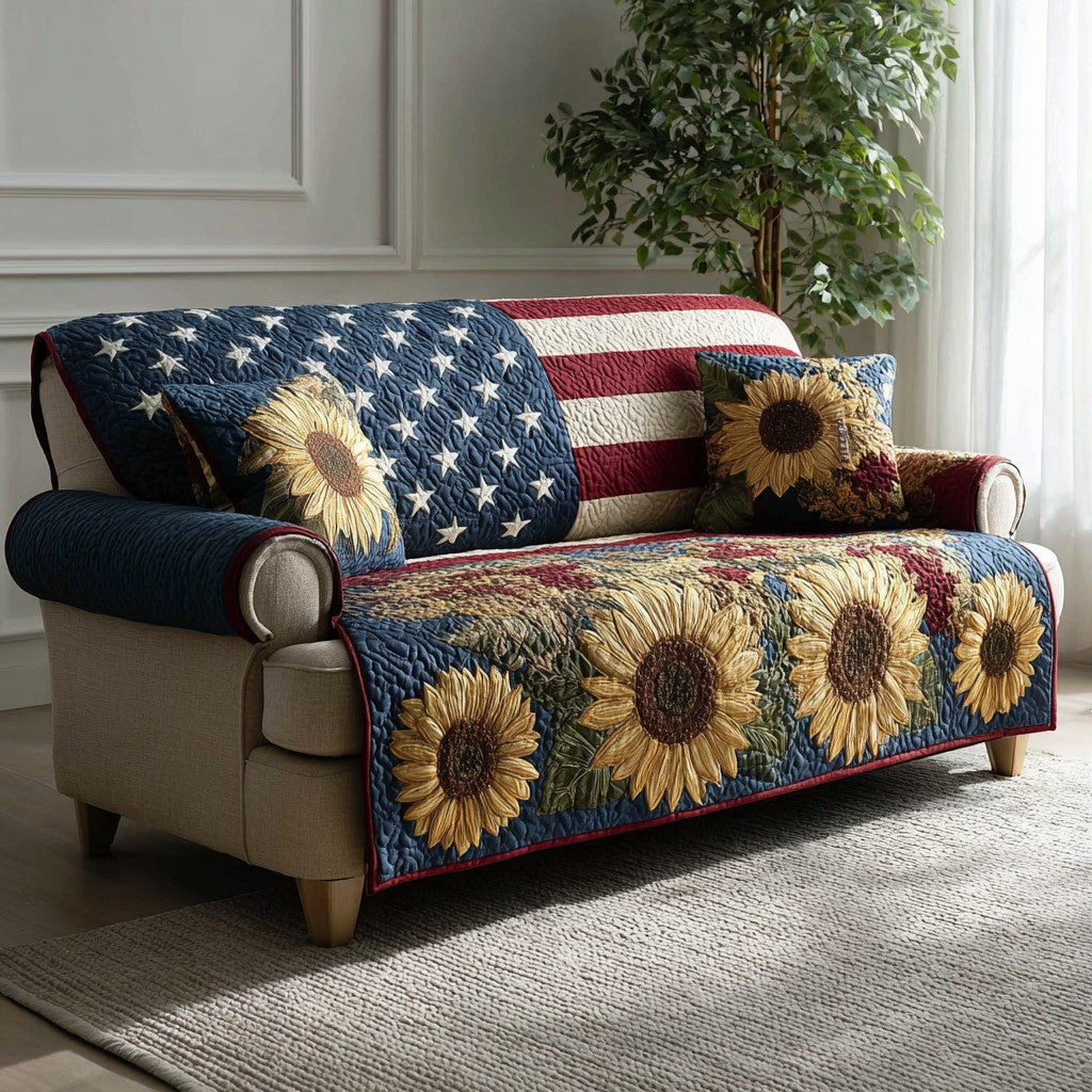 Patriot Petals Quilted Sofa Cover Elegant Room Decor Gifts For Home Lovers - Tradiviet