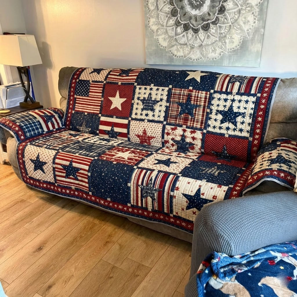 Patriot Pride Quilted Sofa Cover Couch And Loveseat Covers Patriotic Gift Ideas - Tradiviet