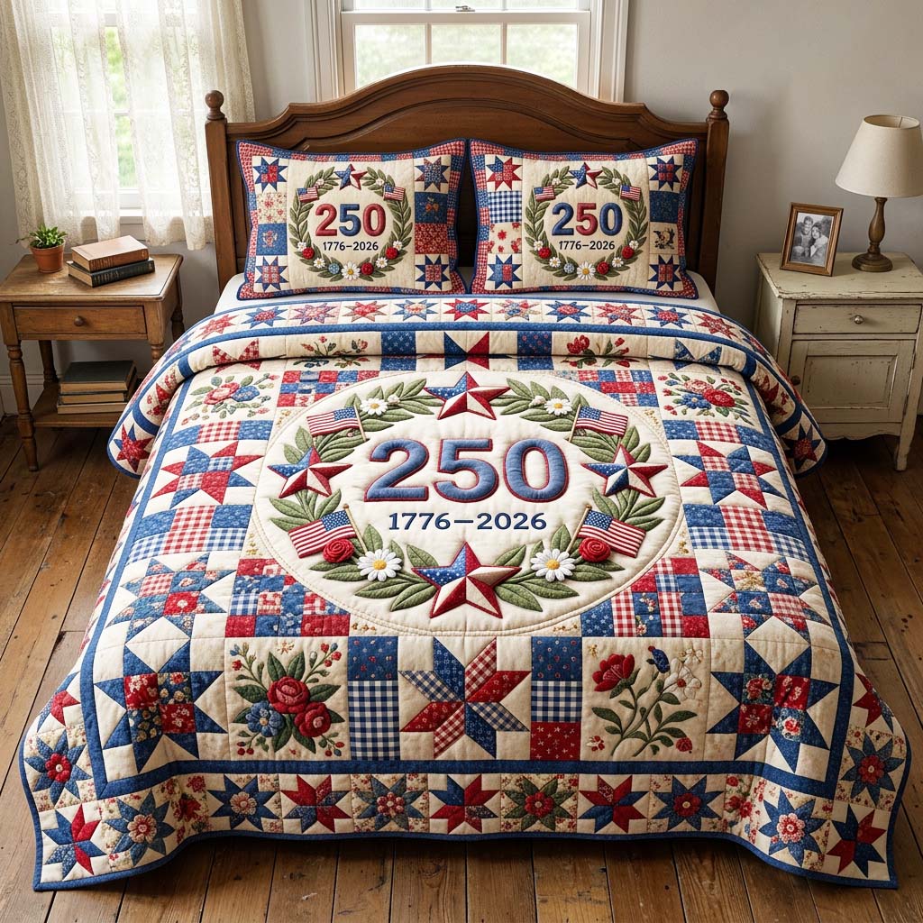 Patriot Wreath Quilted Bedding Set Patriot Wreath Touch Gift For Patriot Wreath - Tradiviet