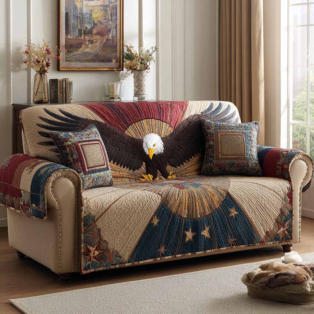 Patriotic Dawn Quilted Sofa Cover Cozy Room Decor Home Decor Gift Ideas - Tradiviet