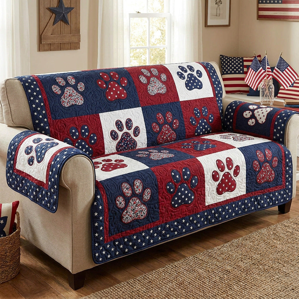 Patriotic Paws Quilted Sofa Cover Seasonal Home Room Decor Great Home Decor Finds - Tradiviet