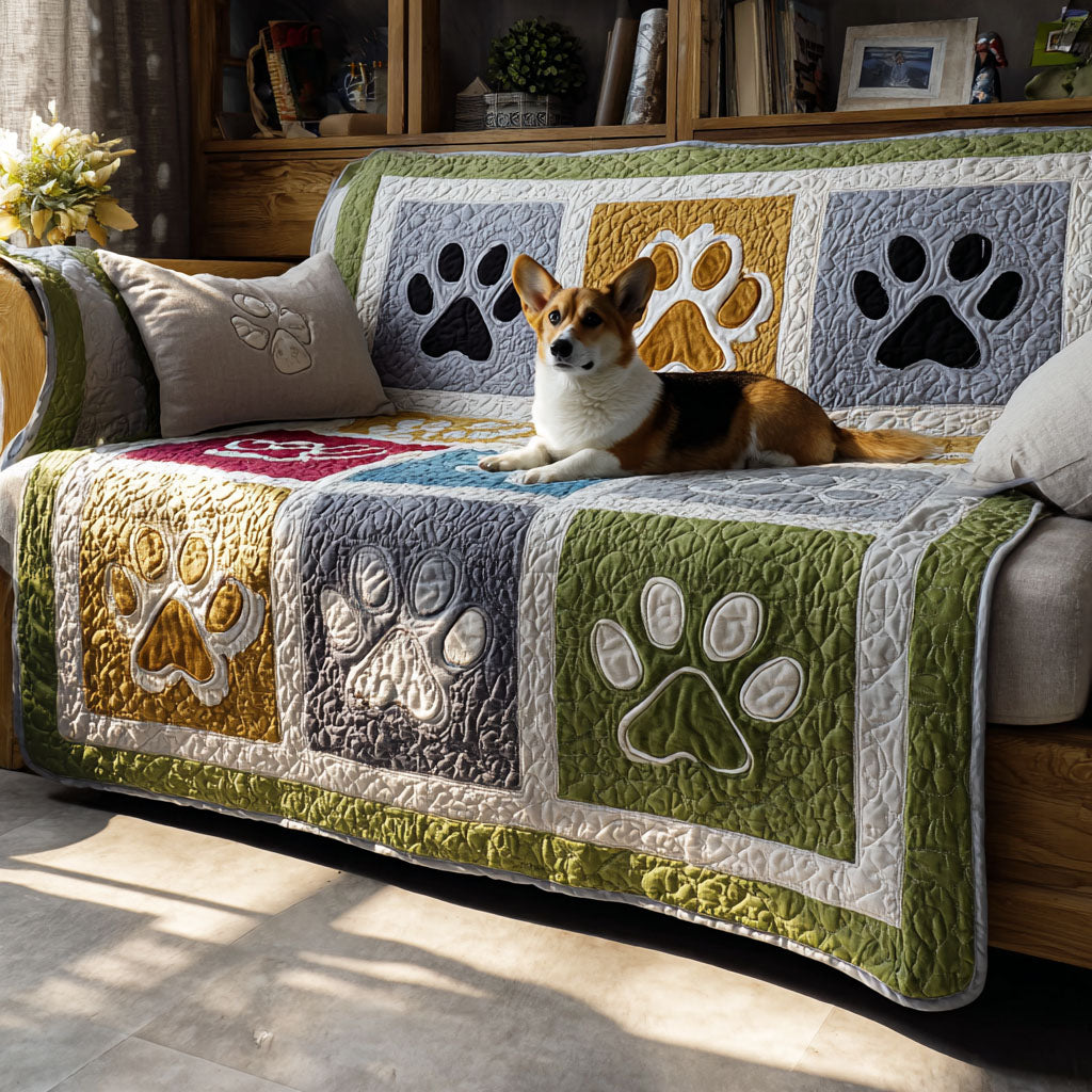 Paw Cozy Lane Quilted Sofa Cover Cool Couch Slipcovers Dog Mom Mother's Day Gifts - Tradiviet