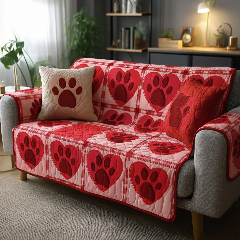 Paw Ember Glow Quilted Sofa Cover Cool Couch Covers Gifts For Dog Parents - Tradiviet