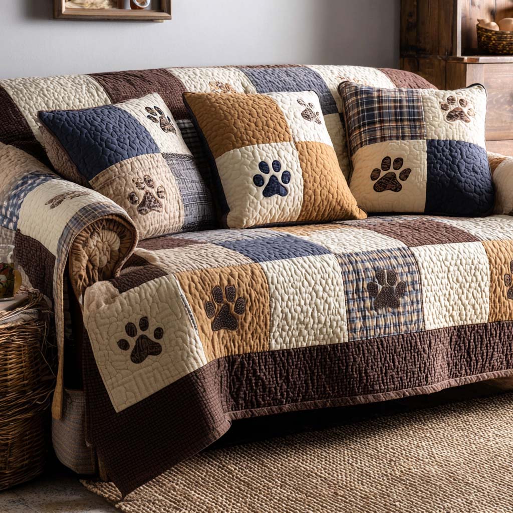 Paw Harmony Quilted Sofa Cover Nice Sofa Covers Birthday Present For Dog Lovers - Tradiviet