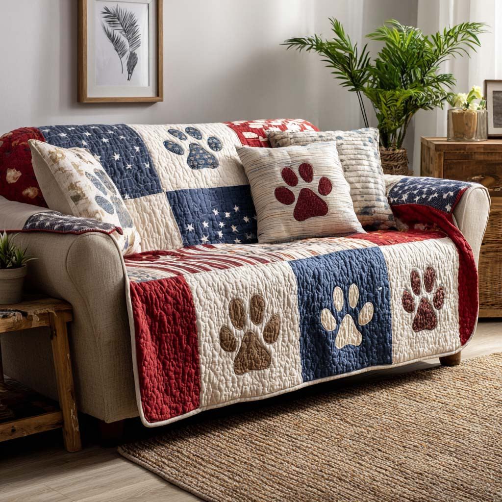 Paw Patch Quilted Sofa Cover Sofa Seat Protector Dog Themed Gifts - Tradiviet