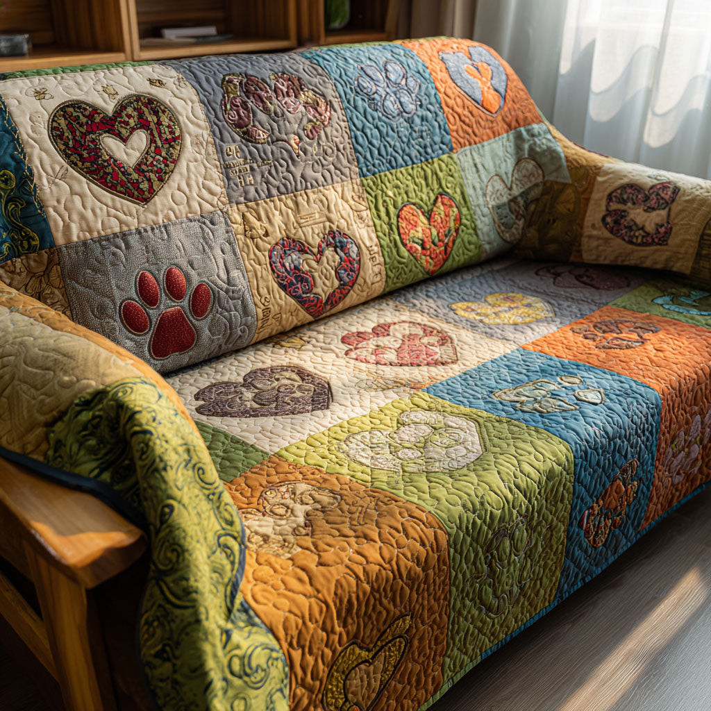 Paw Sunset Lane Quilted Sofa Cover Couch Slipcovers Doggy Presents For Christmas - Tradiviet