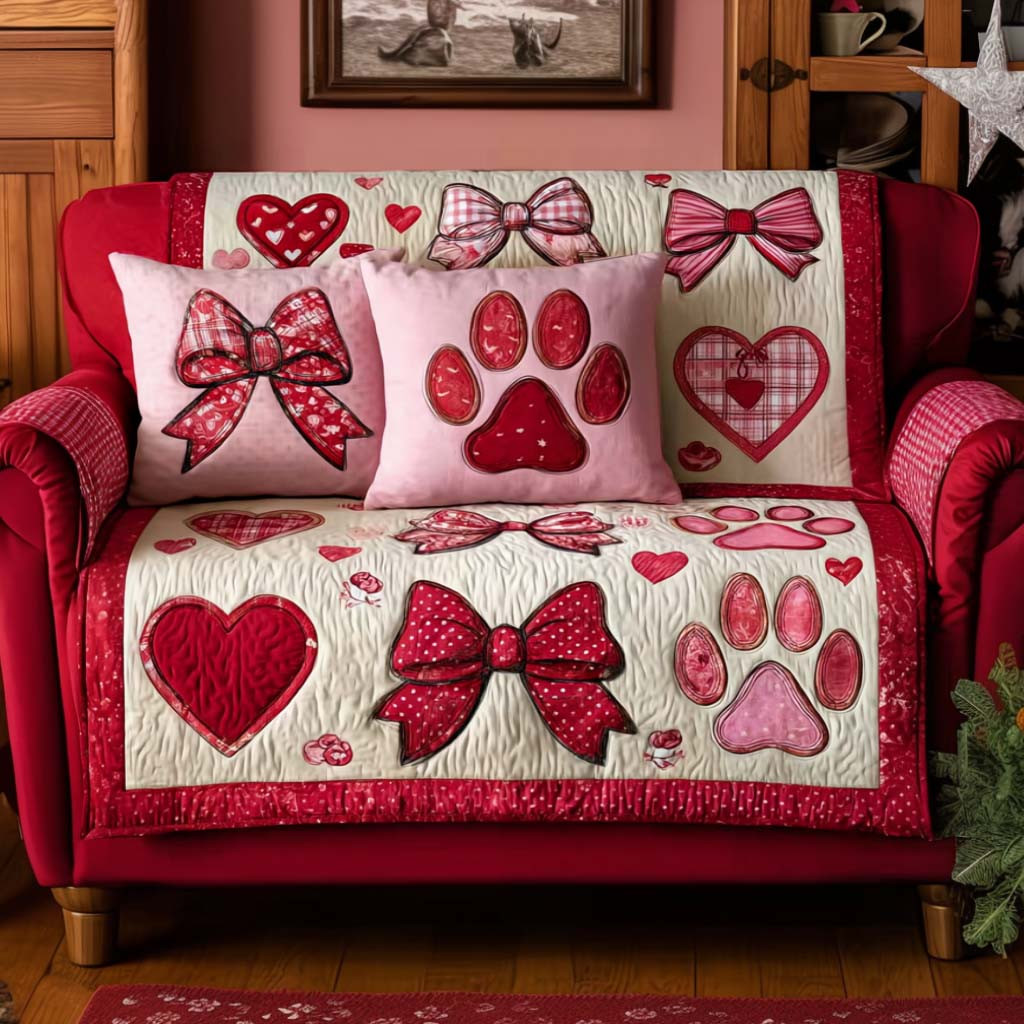 Pawfect Valentine Quilted Sofa Cover Sofa Protector Cover Best Gifts For Dog Lovers - Tradiviet