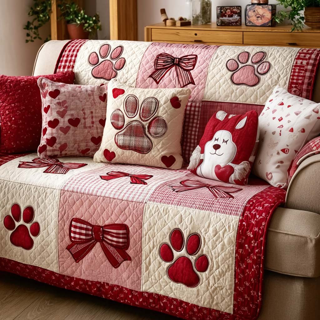 Pawprint Magic Quilted Sofa Cover Sofa Blanket Cover Best Gifts For Dog Owners - Tradiviet