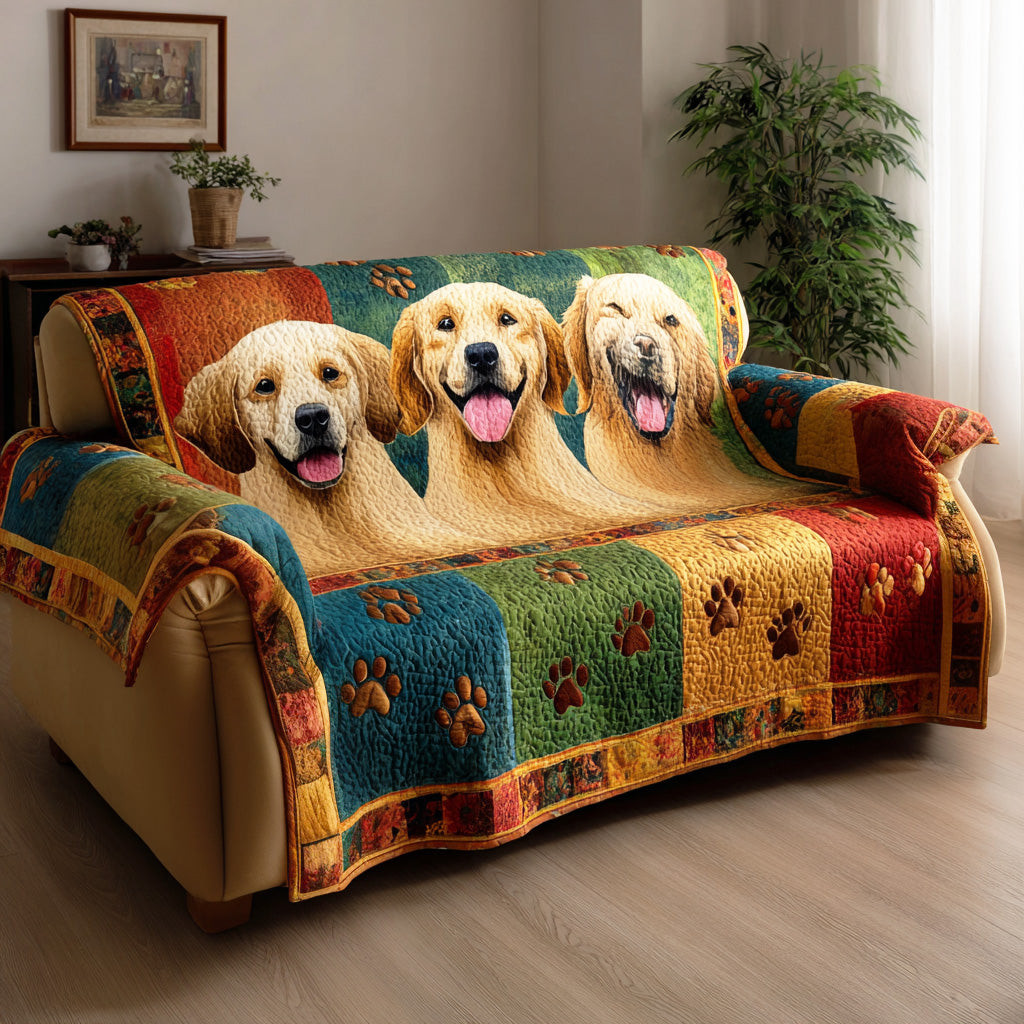 Paws Quilted Sofa Cover Couch Cushion Covers Top Gifts For Dog Owners - Tradiviet