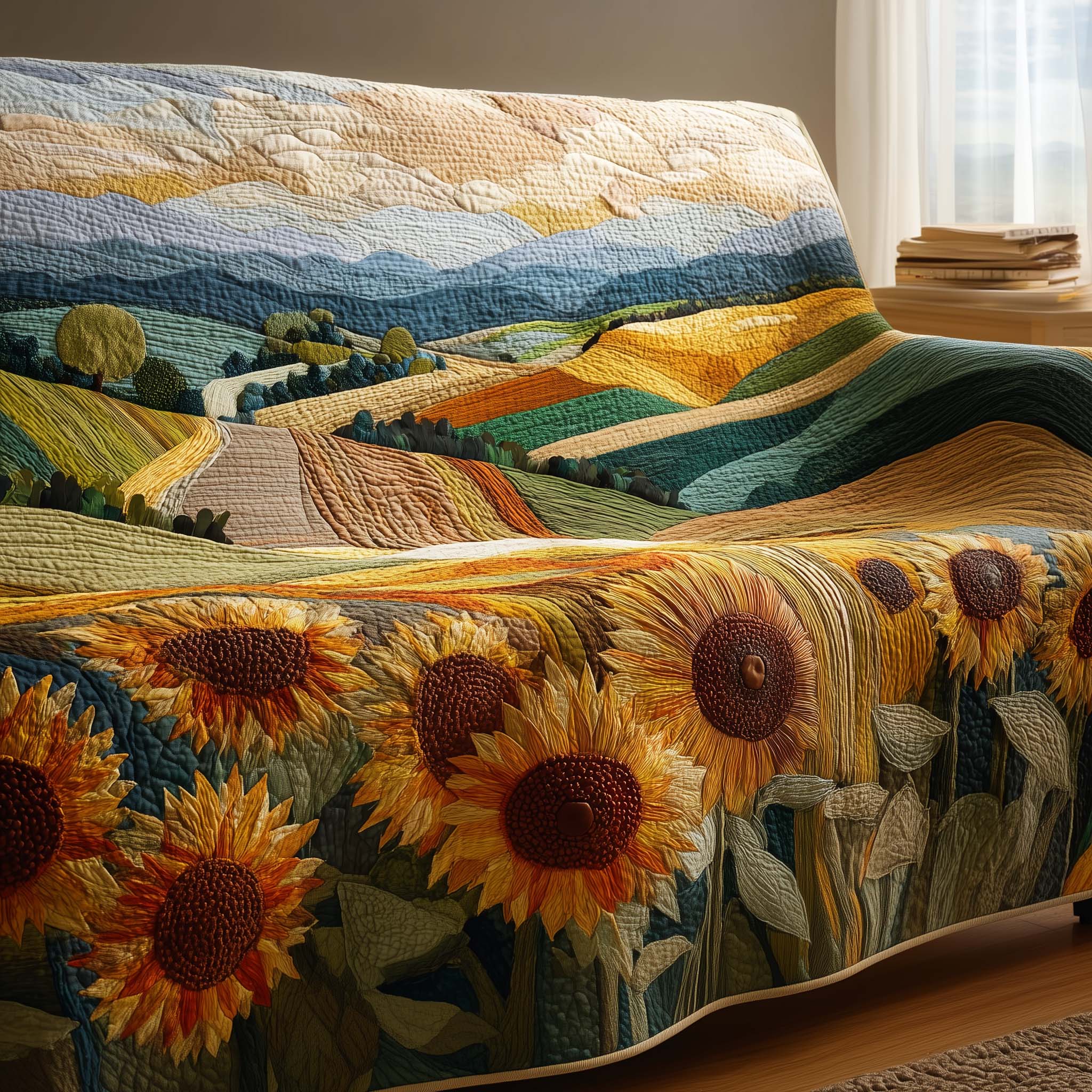 Peaceful Farmland Quilted Sofa Cover Cabin Home Couch Cover Cozy Home Decor Gifts - Tradiviet
