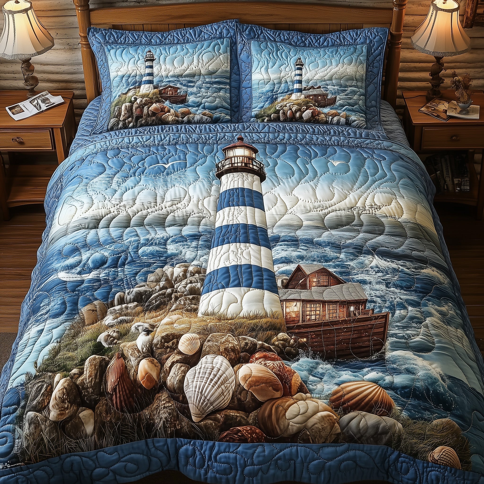 Peaceful Lighthouse Quilted Bedding Set Peaceful Lighthouse Grace Gift For Lighthouse - Tradiviet