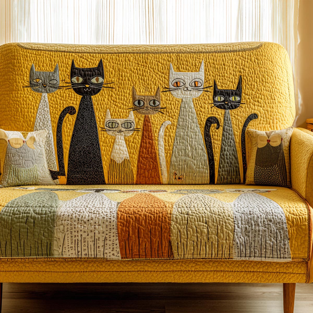 Peaceful Paws Quilted Sofa Cover Creative Home Room Decor Presents For New Home - Tradiviet