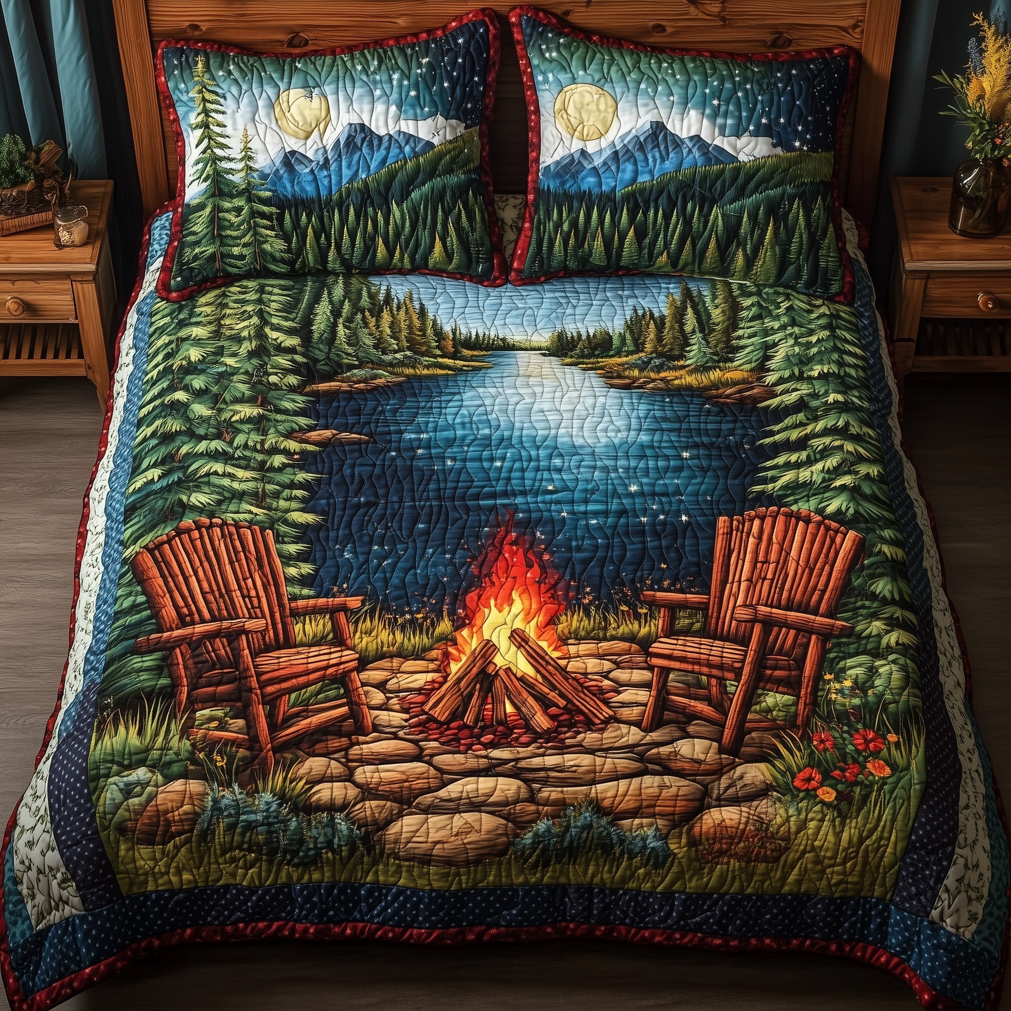 Peaceful Retreat Quilted Bedding Set Peaceful Retreat River Gift For Peaceful Mom - Tradiviet