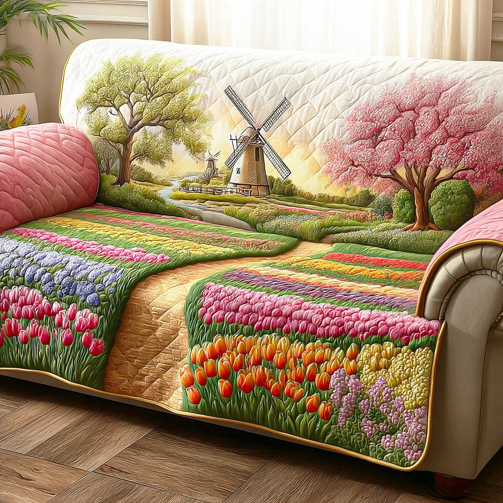 Peaceful Spring Land Quilted Sofa Cover Best Sofa Covers Mother To Be Gifts - Tradiviet