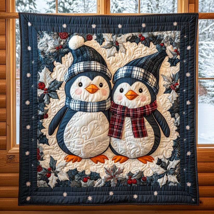 Penguin Couple Winter Quilt Blanket Christmas Gifts For Penguin Lovers - Tradiviet