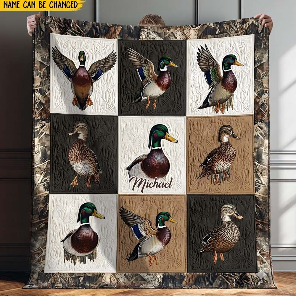 Personalized Love Duck Hunting Quilted Blanket Themed Gift Ideas For Duck Hunters - Tradiviet