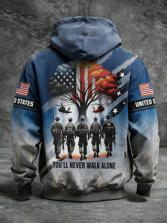 Personalized US Navy 250th Anniversary Hoodie You Never Walk Alone USN Merch Navy Gifts Him - Tradiviet - Image 2