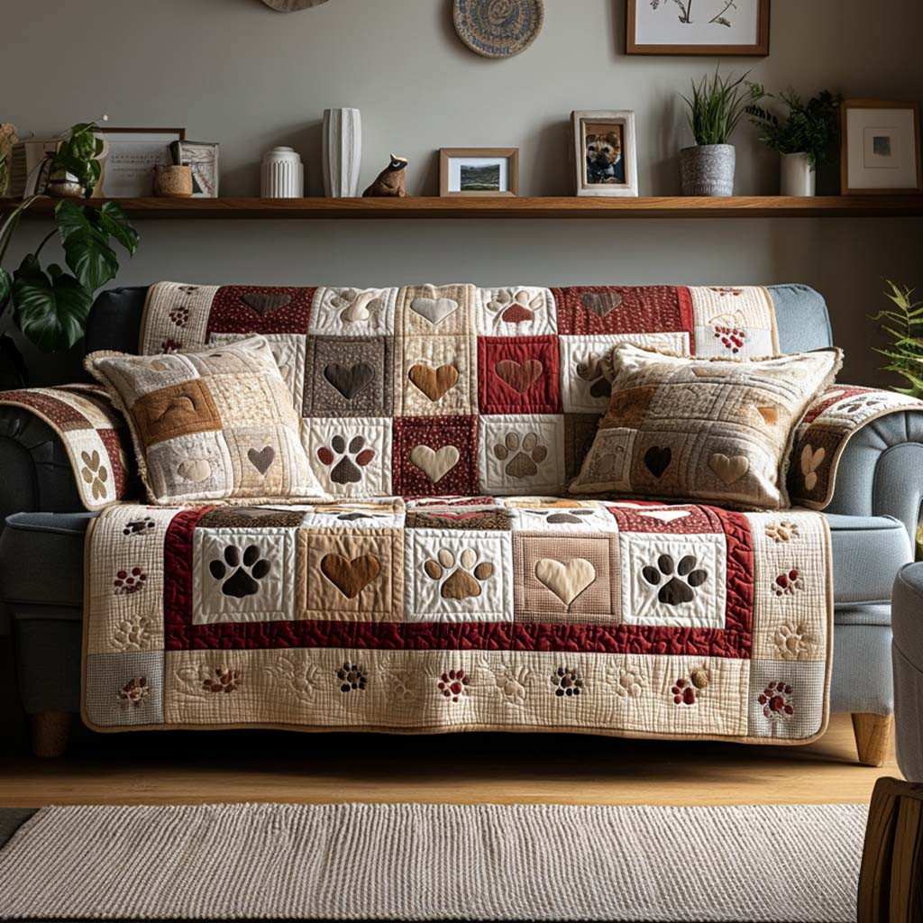 Pet Paw Cottage Quilted Sofa Cover Furniture Slipcovers For Sofas Present Ideas For Dog Owners - Tradiviet