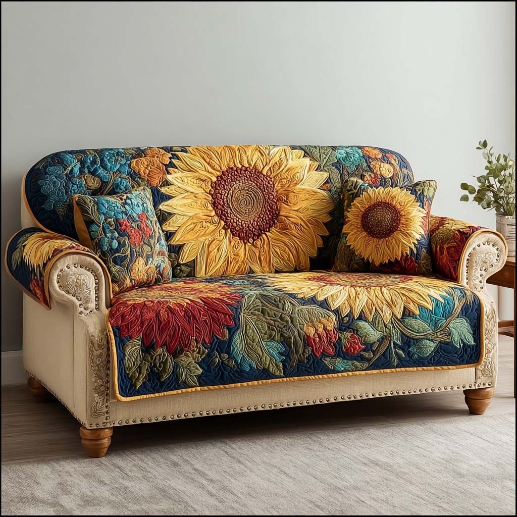 Petal Dreams Quilted Sofa Cover Aesthetic Room Decor Cozy Home Decor Gifts - Tradiviet