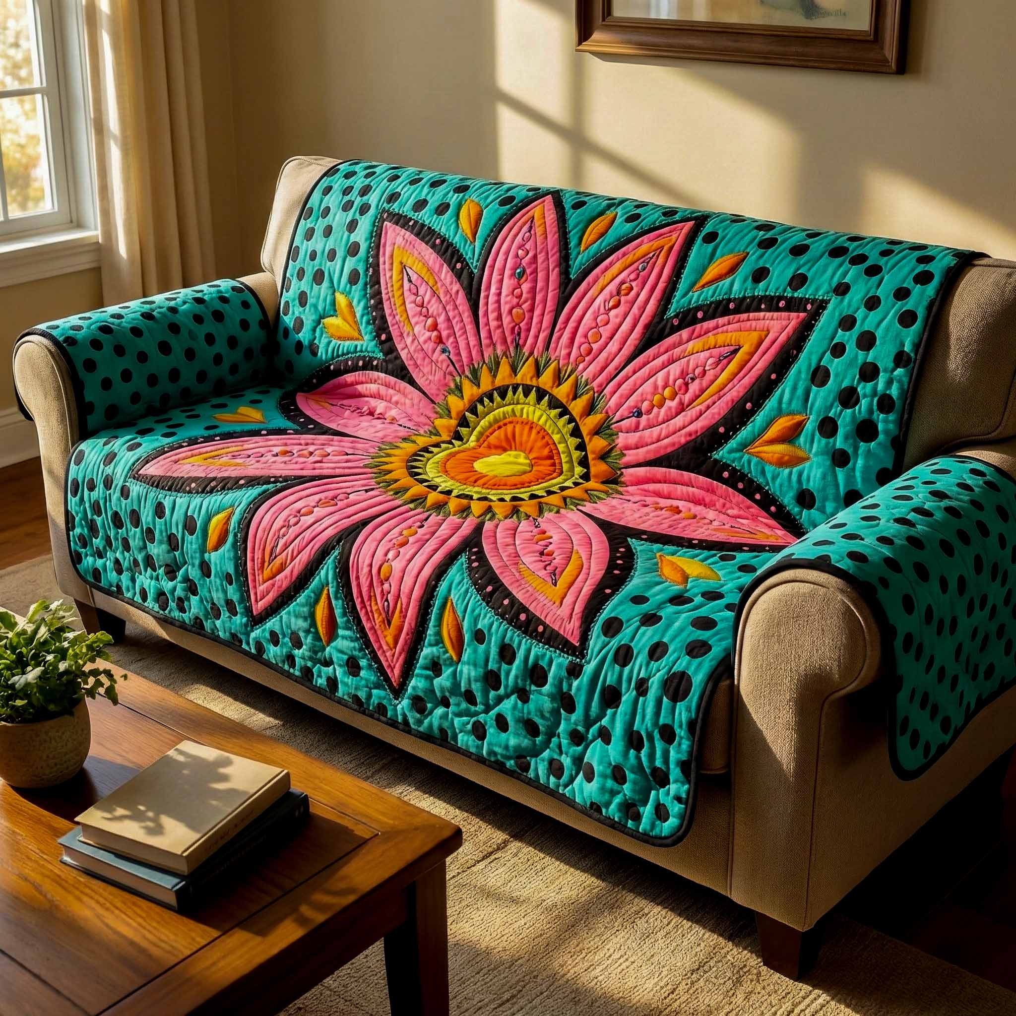 Petal Pulse Quilted Sofa Cover Cute Sofa Slipcovers Mother's Day Gifts For Elderly - Tradiviet