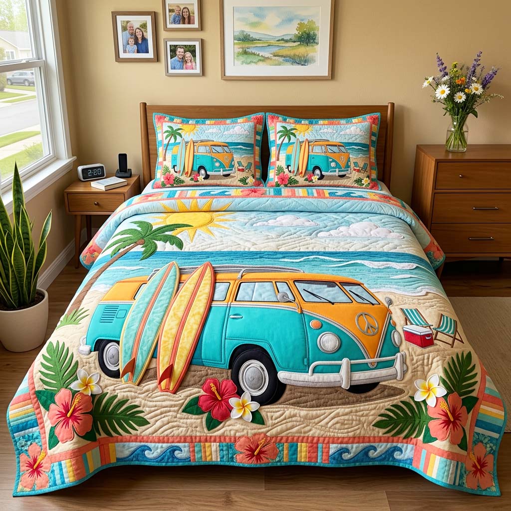 Picnic Beach Quilted Bedding Set Picnic Beach Forest Gift For Picnic Beach - Tradiviet