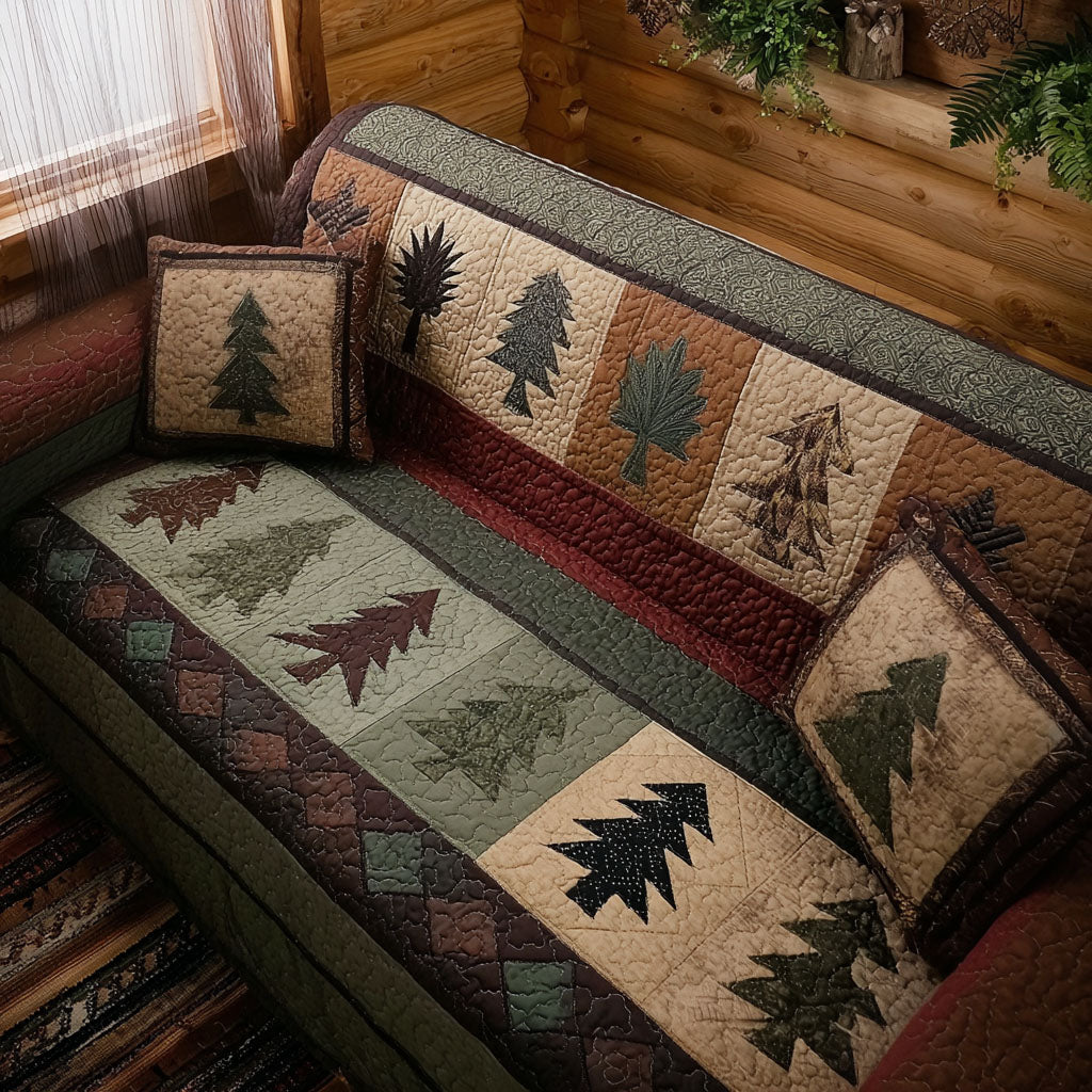 Pine and Patch Cabin Quilted Sofa Cover Table Room Decor New Home Gift Ideas - Tradiviet