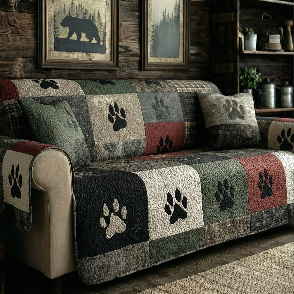 Pine Paw Patch Quilted Sofa Cover Minimalist Home Room Decor Unique Housewarming Gift Ideas - Tradiviet