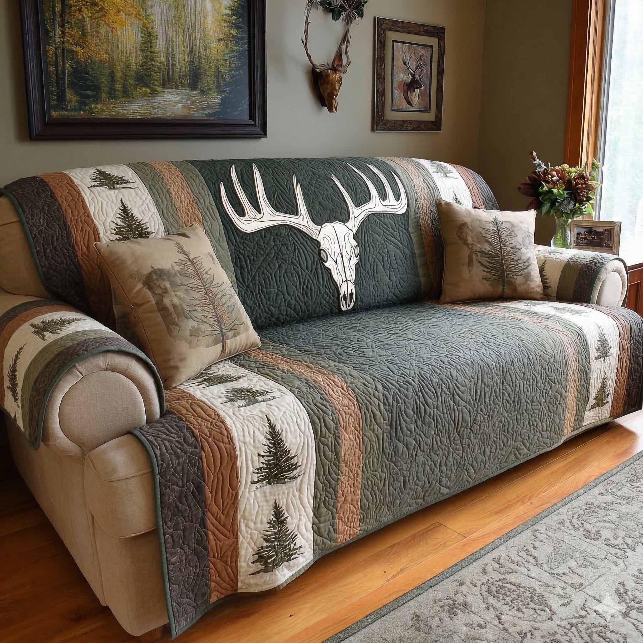 Pine Valley Quilted Sofa Cover Creative Home Room Decor House Lover Gift Ideas - Tradiviet