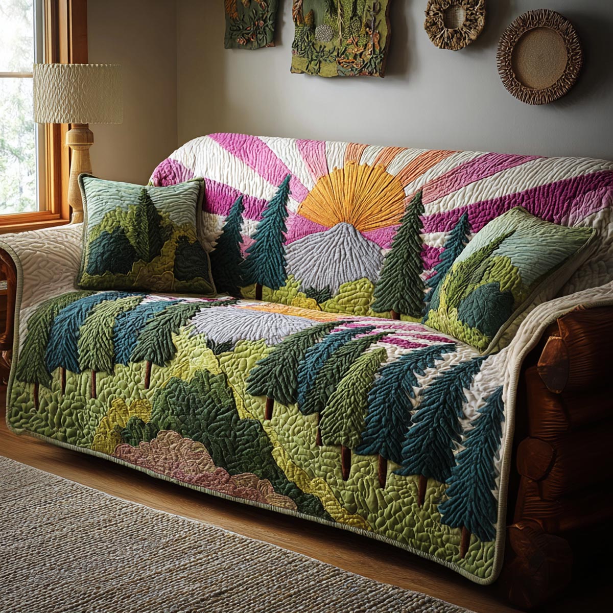 Pine Valley Quilted Sofa Cover Shelf Room Decor Gift For New Home - Tradiviet