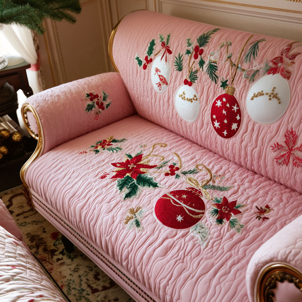 Pink Meadow Charm Quilted Sofa Cover Christmas Home Decor Family Gift Ideas For Christmas - Tradiviet