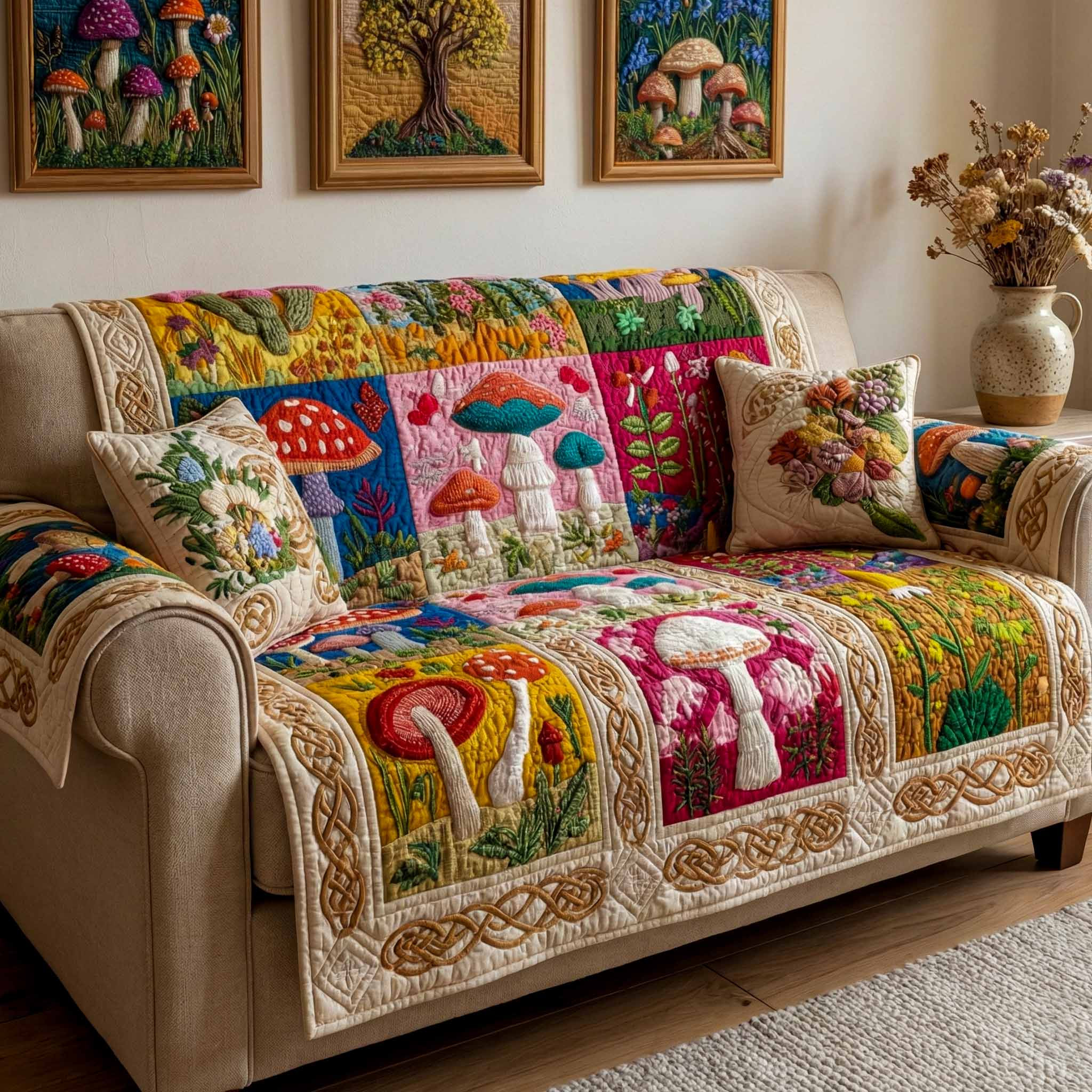 Pixie Garden Quilted Sofa Cover Sofa And Seat Covers Ideas For Mother' Day Gifts - Tradiviet