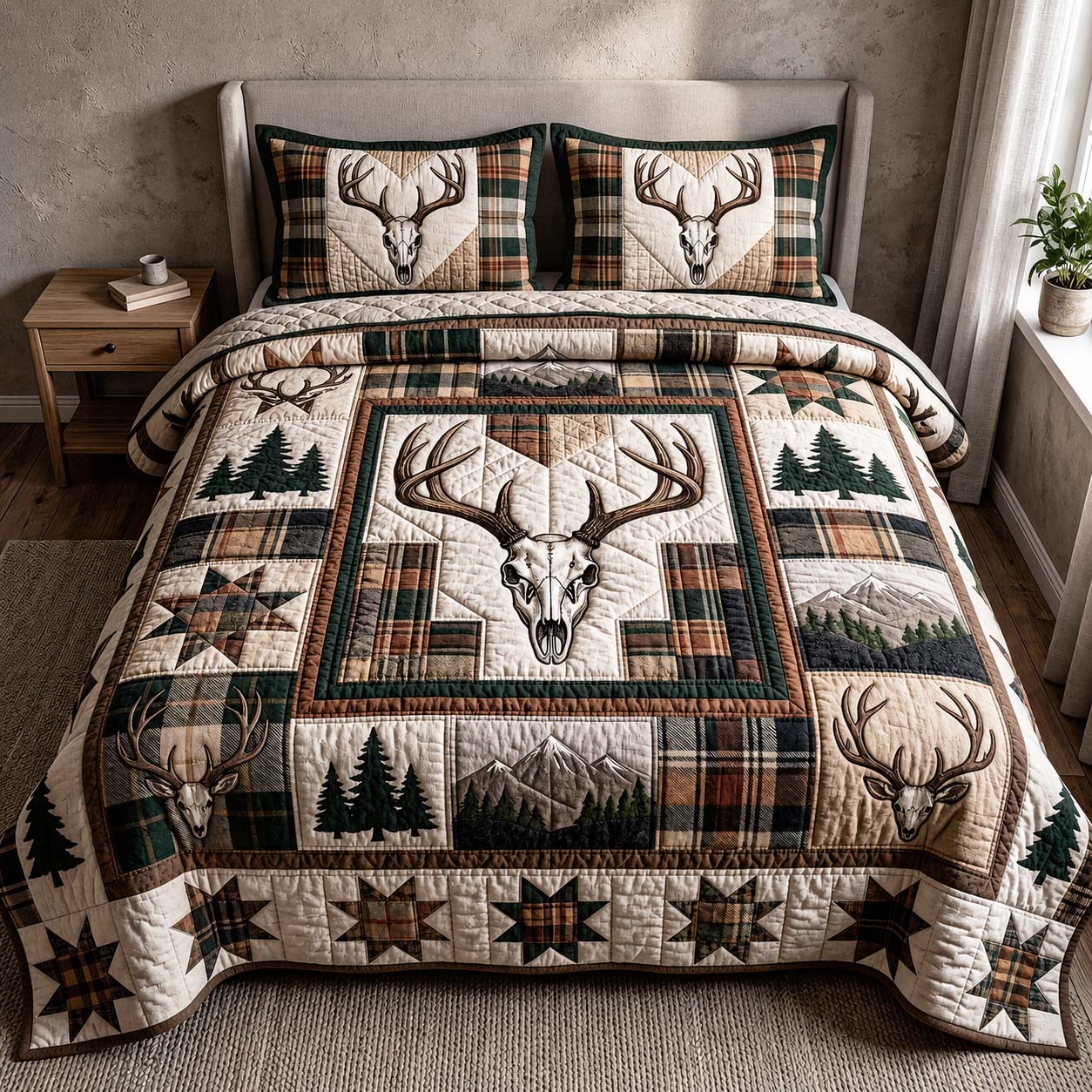 Plaid Wilderness Quilted Bedding Set Plaid Wilderness Calm Gift For Plaid Wilderness - Tradiviet