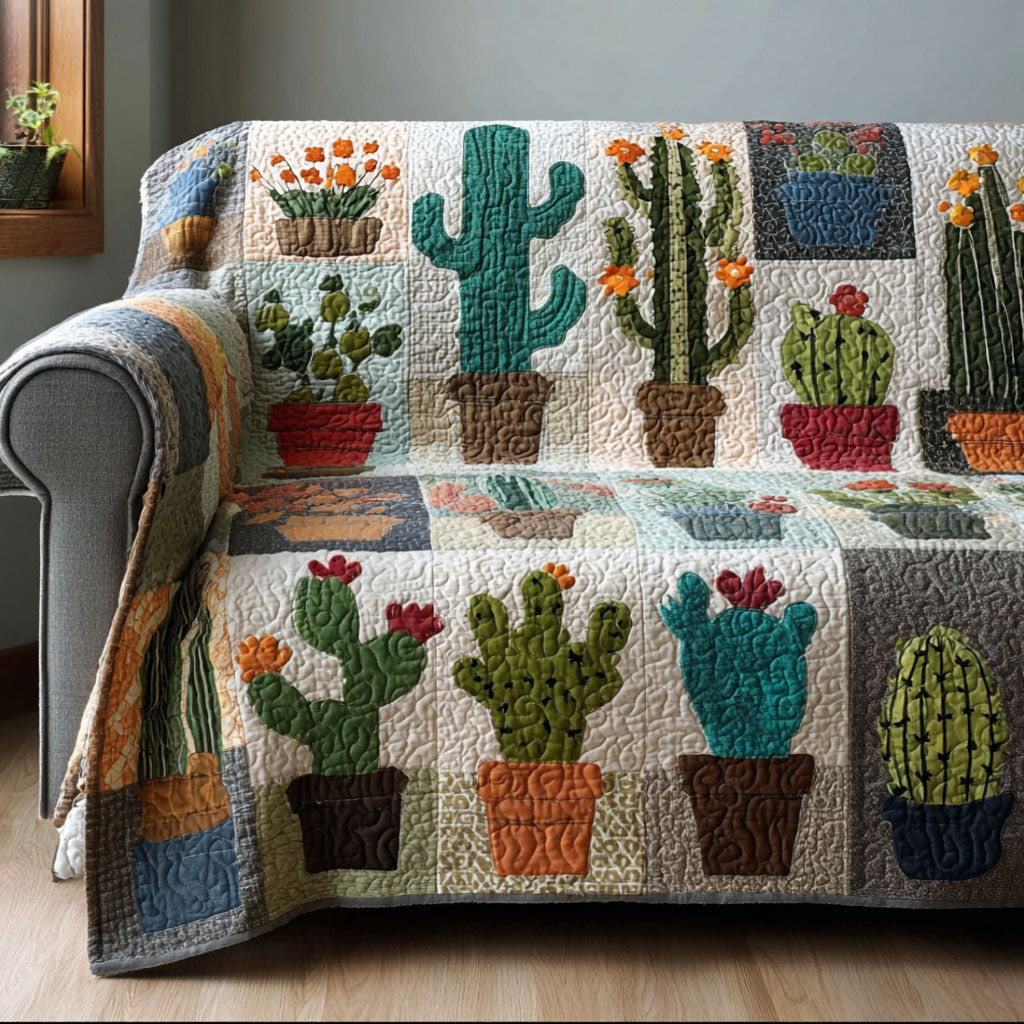 Plant Lover Quilted Sofa Cover Sofa Couch Cover Cactus For Birthday Gift - Tradiviet