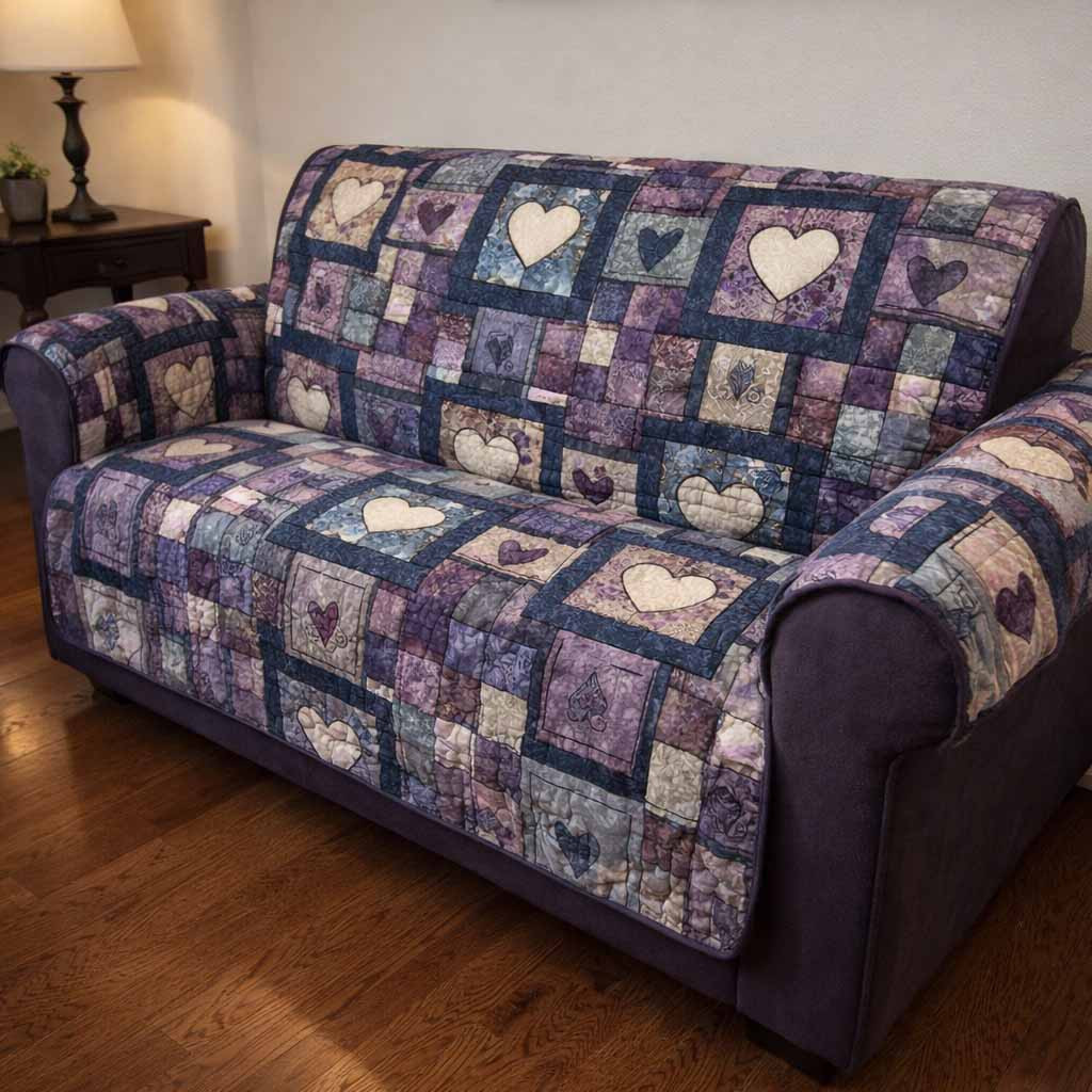 Plum Garden Quilted Sofa Cover Living Room Sofa Covers Christmas Gift Ideas For Couples - Tradiviet