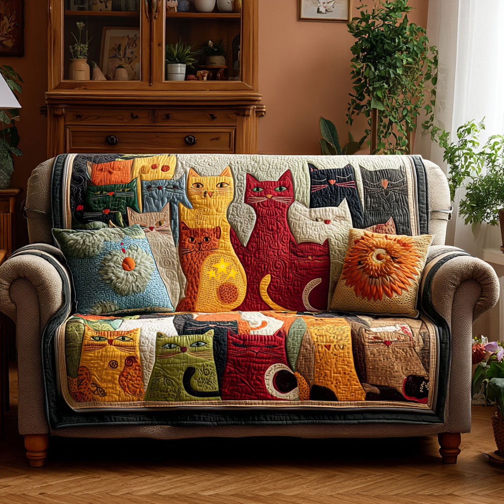 Pop Paws Quilted Sofa Cover Neutral Room Decor Presents For New Home - Tradiviet
