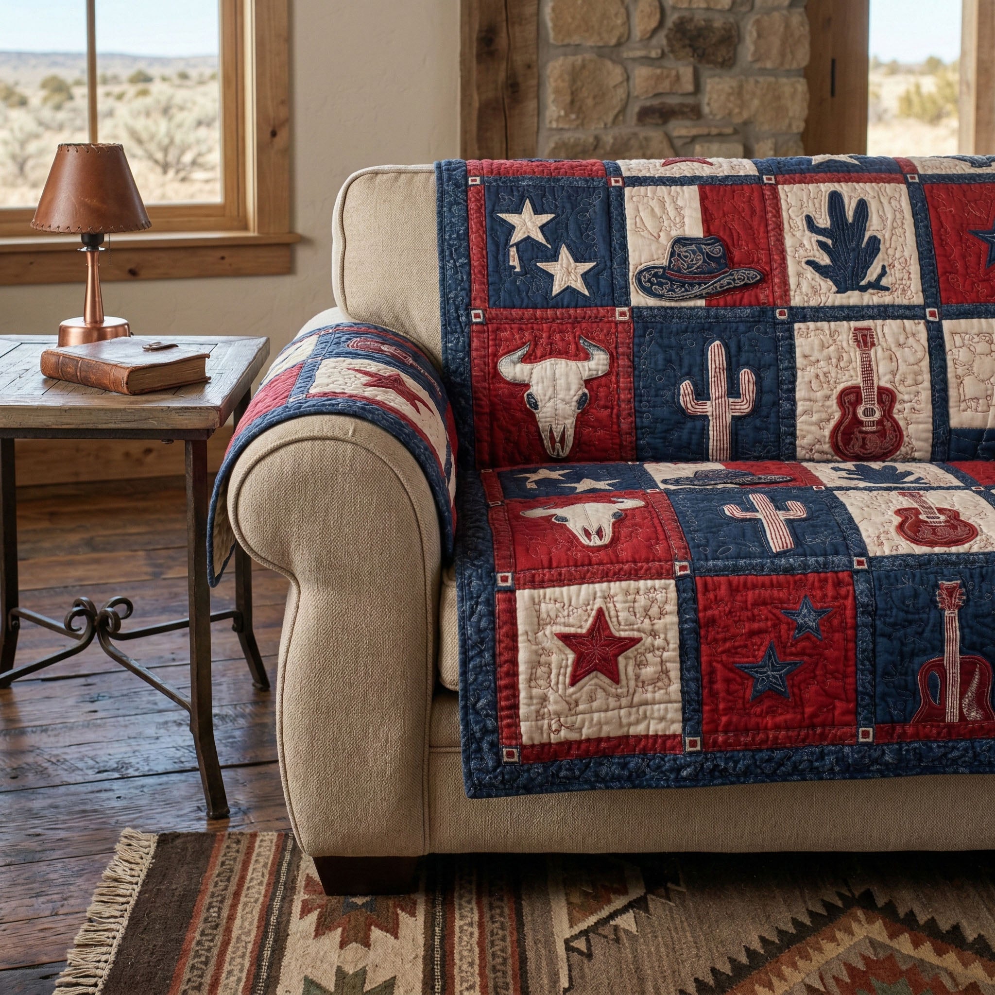 Prairie Boots Quilted Sofa Cover Aesthetic Room Decor Room Gift For Him - Tradiviet