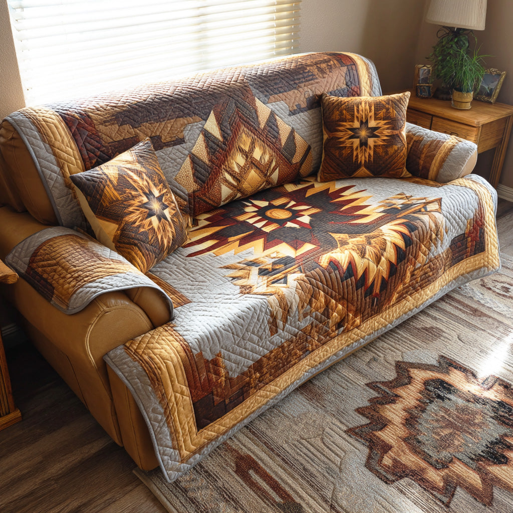 Prairie Grid Quilted Sofa Cover Interior Room Decor Home Decor Gift Ideas - Tradiviet