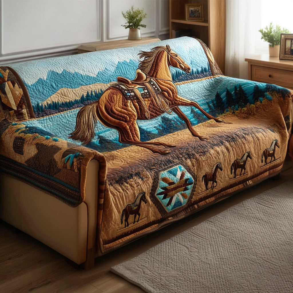Prairie Horse Quilted Sofa Cover Beautiful Home Room Decor Home Decor Gift Ideas - Tradiviet