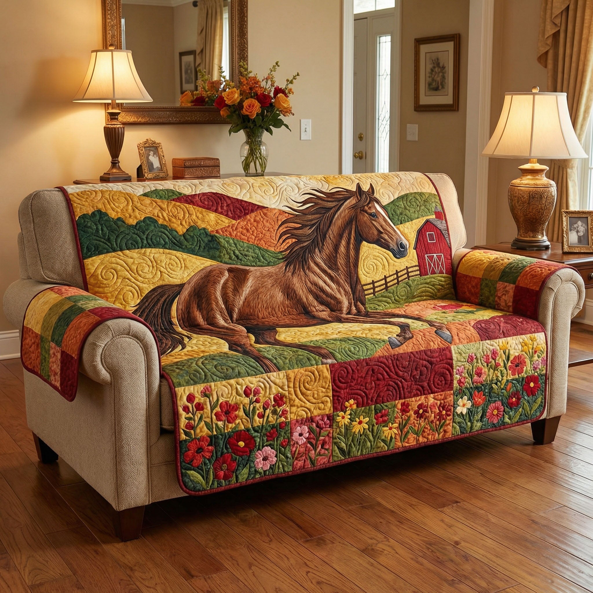 Prairie Mare Quilted Sofa Cover Shelf Room Decor Great Home Decor Finds - Tradiviet