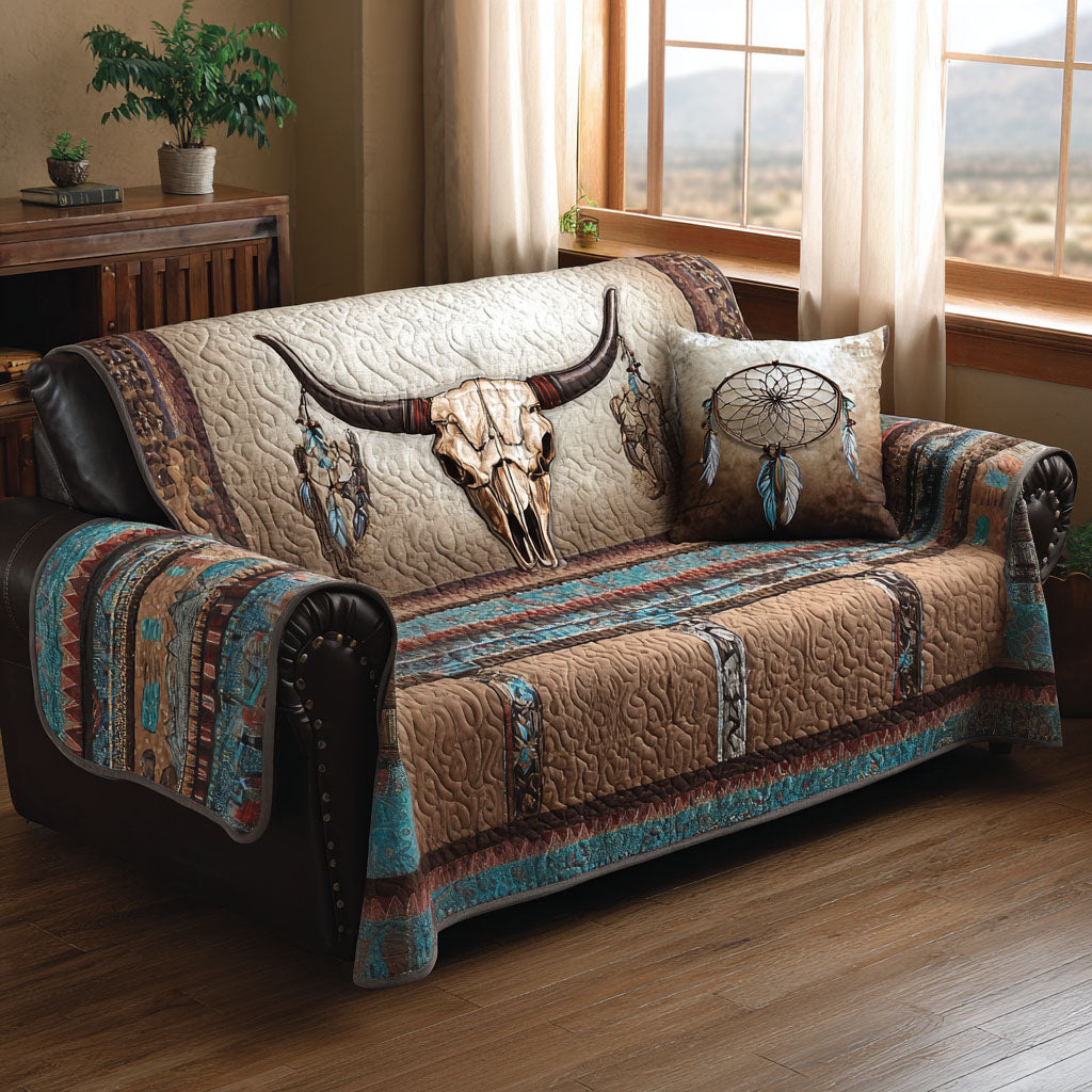 Prairie Moon Emblem Quilted Sofa Cover Minimalist Room Decor Cozy Home Decor Gifts - Tradiviet