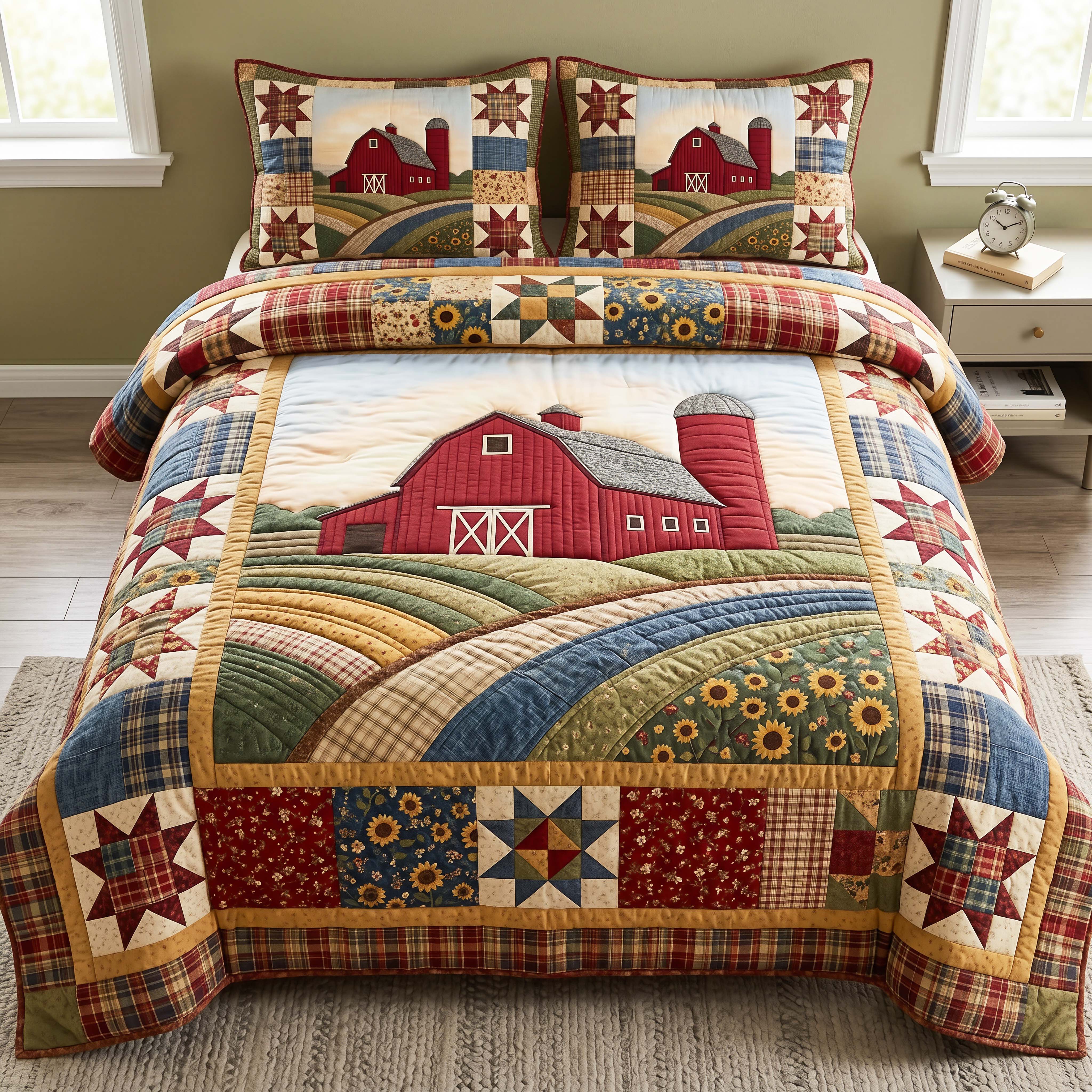 Prairie Patchwork Quilted Bedding Set Prairie Patchwork Soft Gift For Prairie Patchwork - Tradiviet