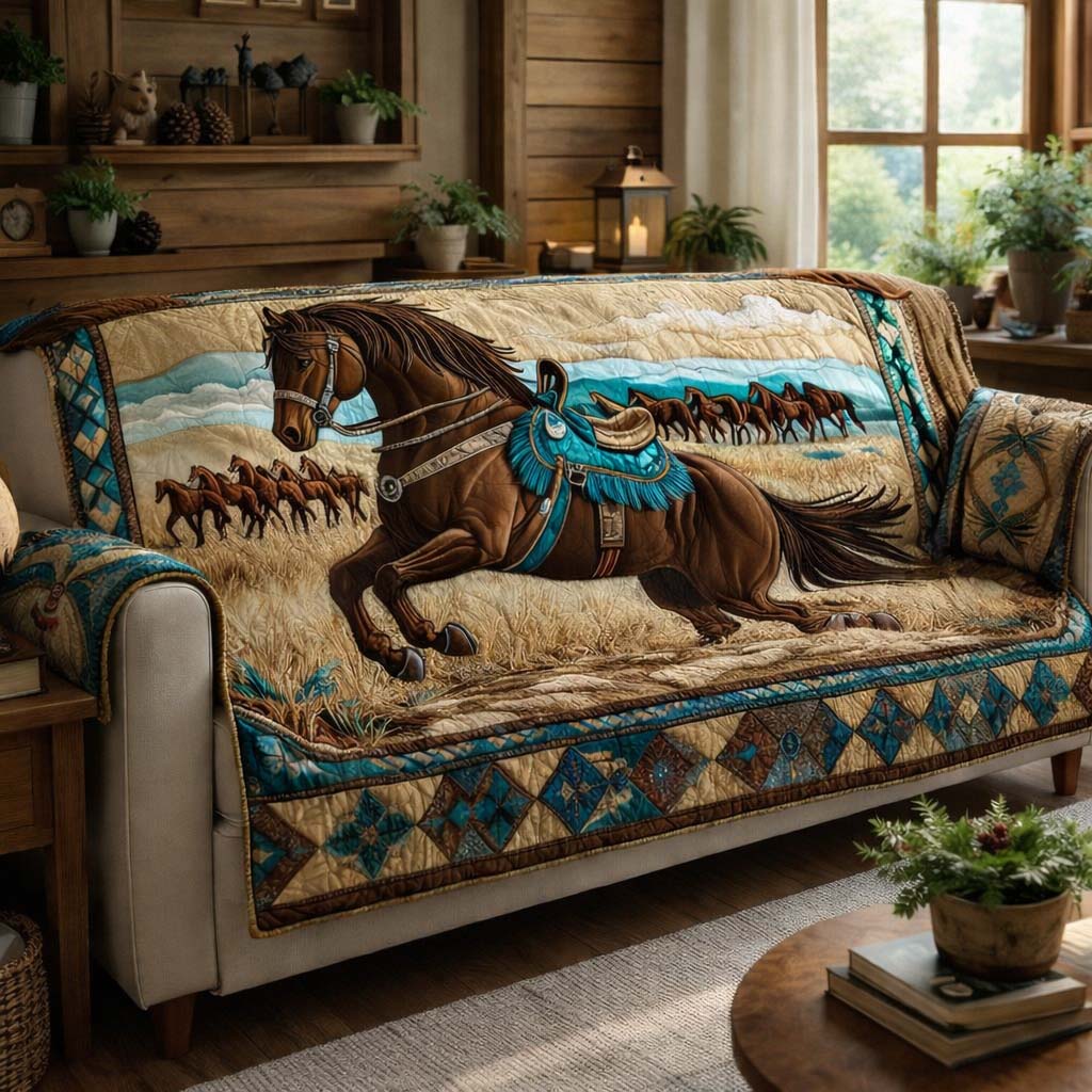 Prairie Run Quilted Sofa Cover Southwest Home Couch Cover Cute Room Decor Gifts - Tradiviet