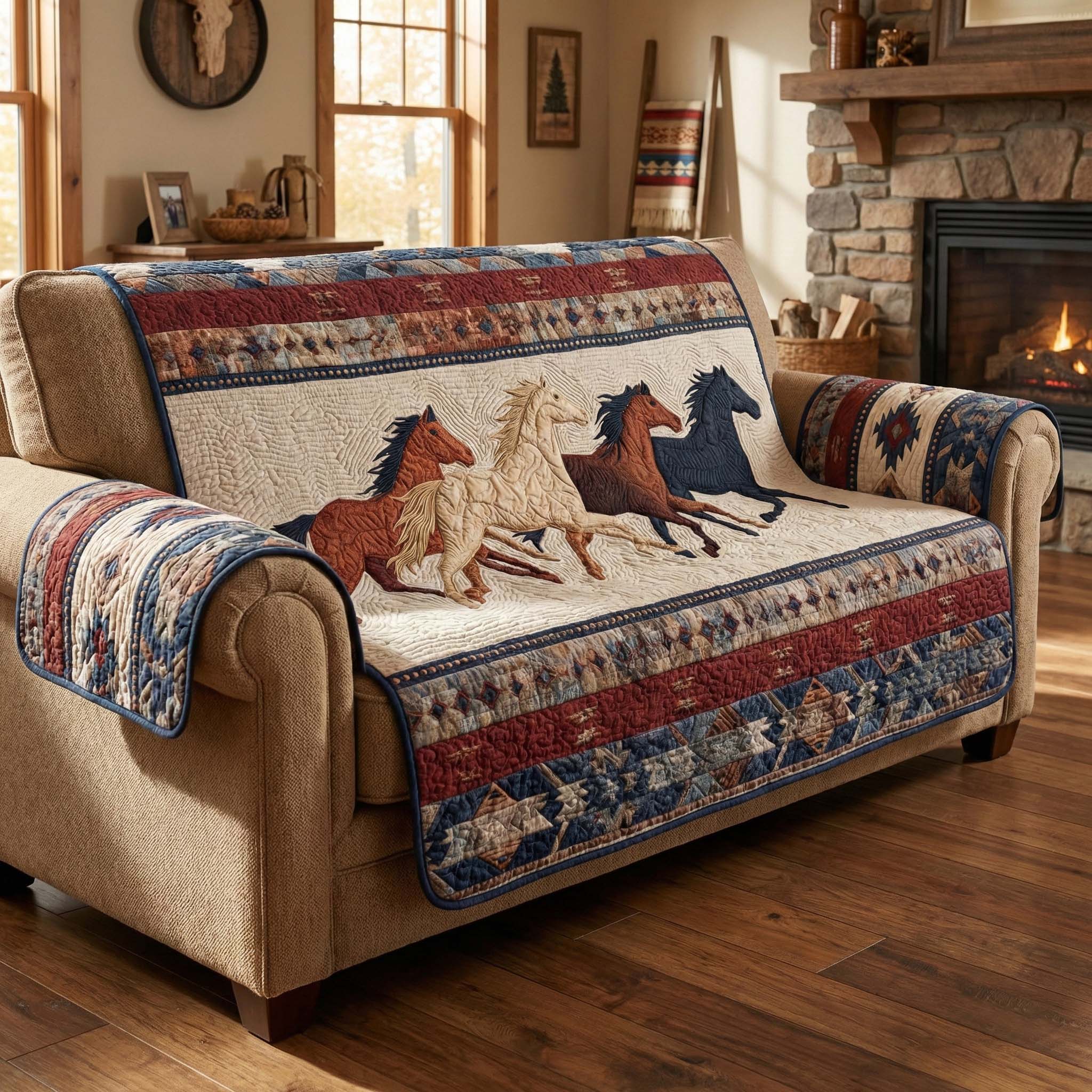 Prairie Run Quilted Sofa Cover Southwest Home Couch Cover Gifts For Home Decor - Tradiviet