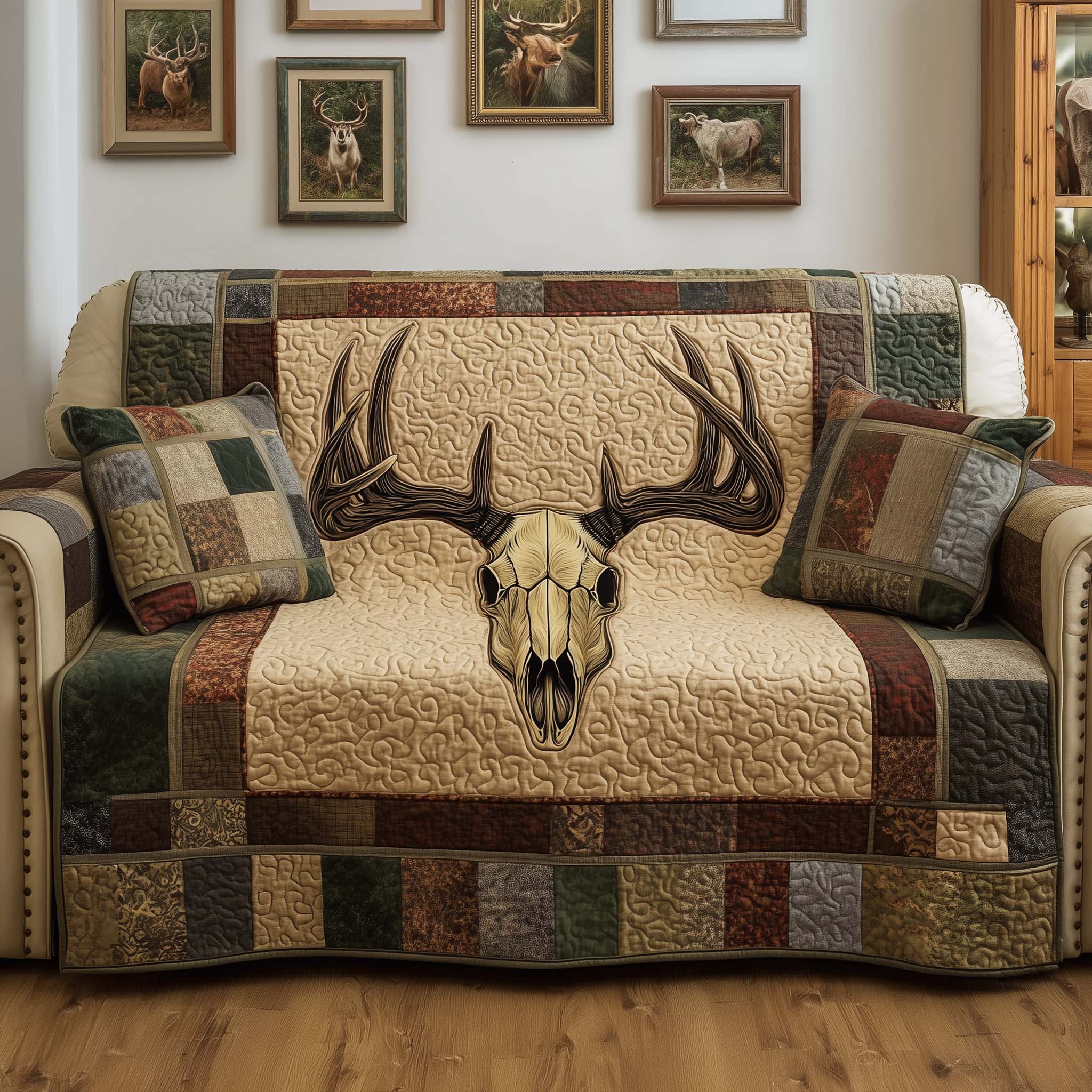 Prairie Skull Quilted Sofa Cover Wildlife Home Couch Cover Gifts For New Homes - Tradiviet