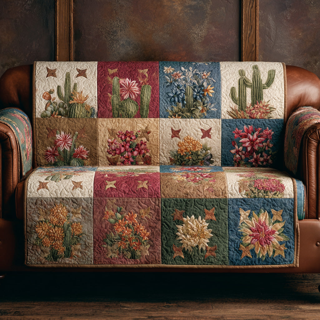 Prairie Star Cactus Quilted Sofa Cover Modern Home Room Decor New Home Gift Ideas - Tradiviet